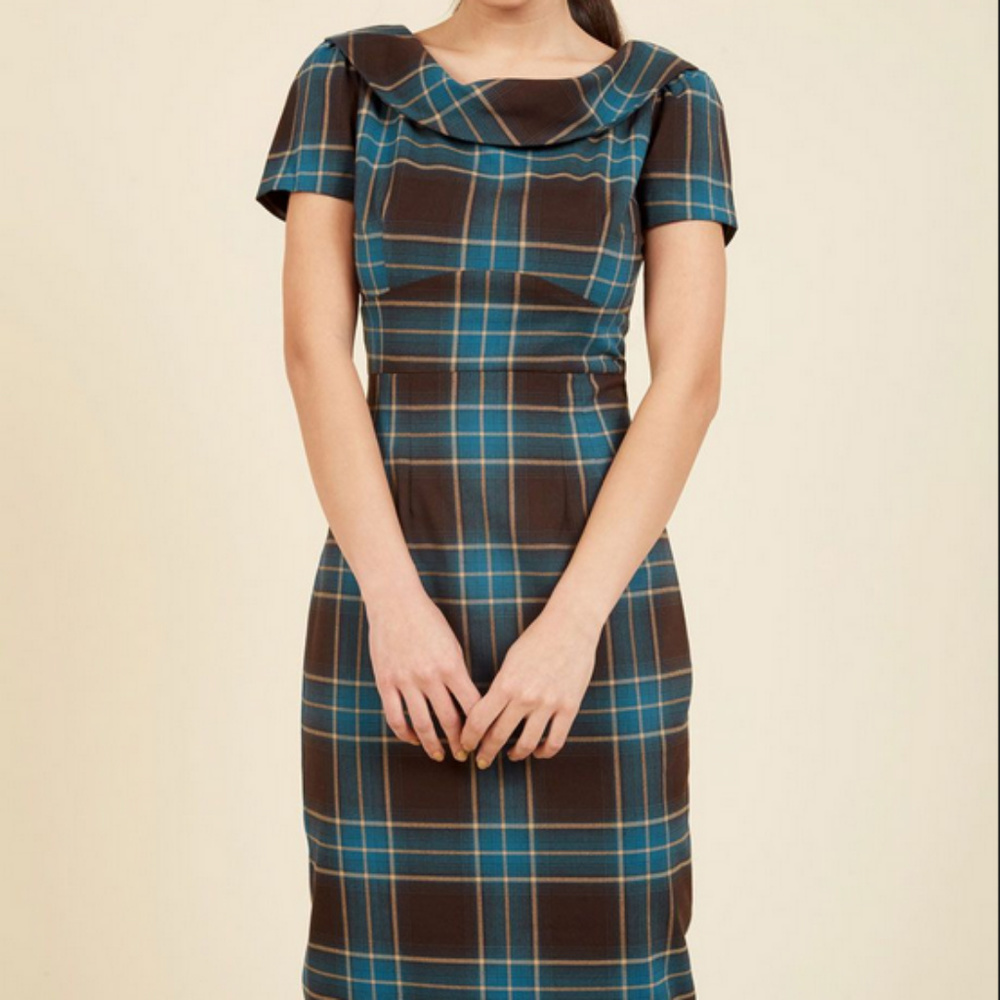 Stop Staring Plaid Wiggle Dress